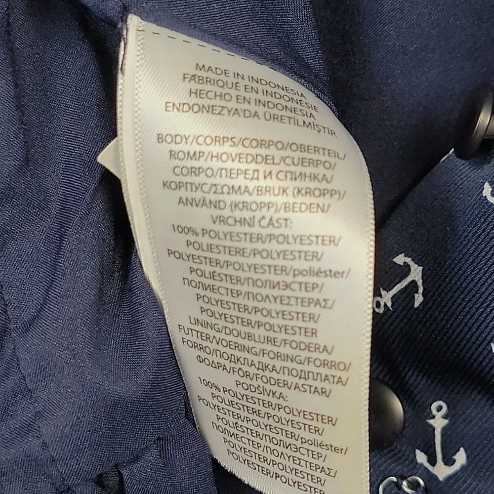 Polo Ralph Lauren Girls Anchor‎ Print Navy Twill Dress Red Ribbon Sz 5 Nautical
